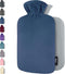 Qomfor Hot Water Bottle - with Soft Premium Fleece Cover - Dark Blue,