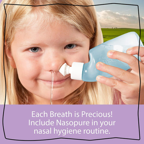 Nasopure Nasal Wash Little Sampler Kit, Comfortable Nasal Rinse, 4 Oz Bottle & 4 Salt Packets