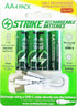 STRIKE BATTERIES AA HIGH Capacity Battery Lithium Ion 4 Pack Smart LED 1.5V 3100mWh