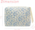 PAZIMIIK Large Cotton Makeup Bag for Women, Quilted Travel Cosmetic Pouch, Girls' Make Up Organizer (Little Flower Blue)