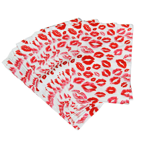 Lips Poly Mailers Red Kiss for Makeup Lip Gloss Lipstick Self Sealing Envelope, Pack of 25, 10 x 6.75 inches
