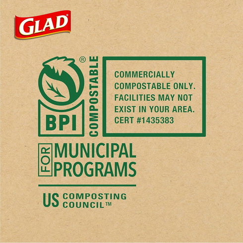 Glad Kitchen Compost Bags, 100% Compostable, 2.6 Gallon Unscented - 22 Count
