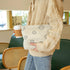Makeup Bag for Women - Corduroy Aesthetic Design Cosmetic Tote Bag, Cute Smiley Face Pencil Case with Zipper (Beige)