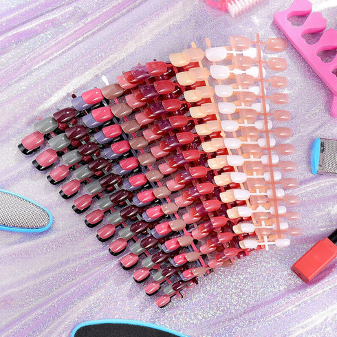 Honoson 720 Pieces Short False Nails - Medium Square Artificial Fake Nails Full Cover Glossy Press on Nails Tips for