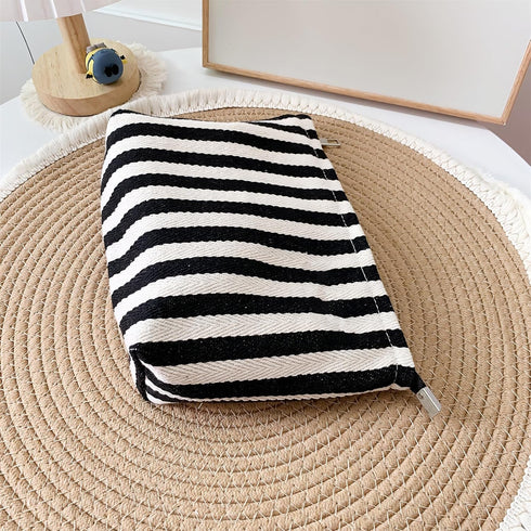 Makeup Bag, Travel Makeup Bag for Purse, Striped Cosmetic Bag, High Capacity Toiletry Bag for Women, Personalized Gift