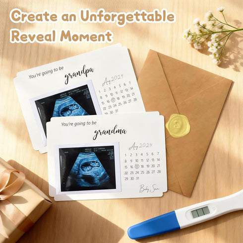 Set 2 Pregnancy Announcement for Grandparents, Grandparents Baby Announcement Ideas Card, Sonogram Picture Pregnancy