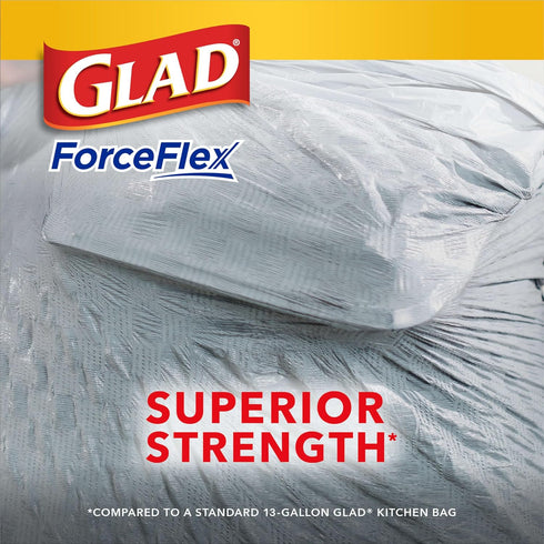 Glad Trash Bags, ForceFlex Tall Kitchen Drawstring Garbage Bags, 40 Ct Fresh Clean, 13 Gal (Package May Vary)