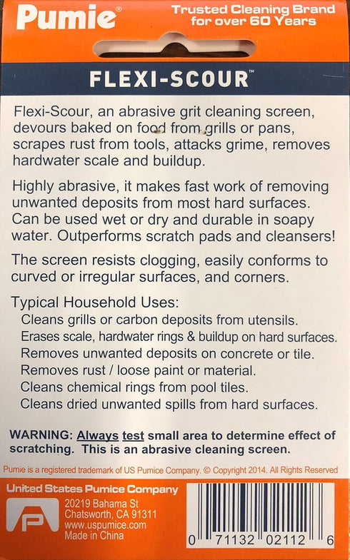 Pumie Flexible Scrubbing Screen for Household Cleaning, Abrasive Grit Screen for Grills, 5.5" x 4"