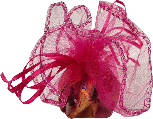 100pcs Sheer Organza Favor Bags, Round Drawstring Jewelry Candy Pouch, 26cm/10.2 inch Diameter (Hot Pink)