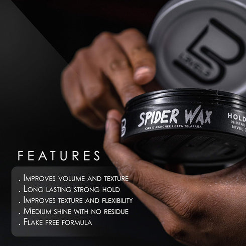 L3 Level 3 Spider Wax - Long Lasting Strong Hold Hair Wax for Men, Improves Volume and Texture