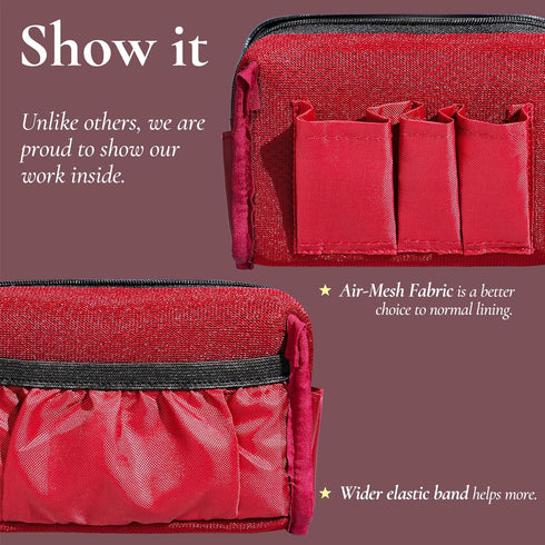 Mini Makeup Bag for Purse, Portable PU Leather Makeup Organizer, Waterproof Cosmetic Pouch for Girls Women (Black &