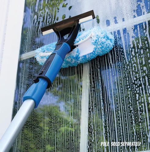 Unger Professional 2-in-1 Squeegee & Scrubber - 6” Window Cleaning Tool – Cleaning Supplies, Squeegee for Window Cleaning, Commercial & Residential Use, Reusable Microfiber Sleeve