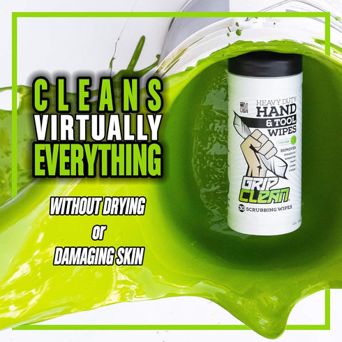 Grip Clean Cleaning Wipes – Heavy-Duty Hand Cleaner for Mechanics, 30ct Citrus Scented