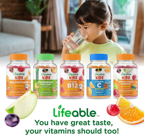 Lifeable Vitamin B Complex with Vitamin C for Kids - 90 Gummies, Great Tasting Natural Flavor for Energy Support