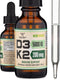 Vitamin D3 K2 5,000 IU Liquid Drops (5,000 IU D3 and 200mcg K2 MK-7) Max Absorption Liquid Vitamin Drops (30 Servings)