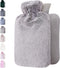 Hot Water Bottle with Soft Cover, 1.8L Large, Classic Hot Water Bag for Pain Relief, Light Grey