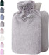Hot Water Bottle with Soft Cover, 1.8L Large, Classic Hot Water Bag for Pain Relief, Light Grey