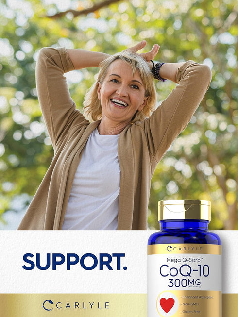 Carlyle CoQ10 300mg | 120 Softgels | Non-GMO, Gluten Free | Mega Q-Sorb Coenzyme Q-10 with Black Pepper Extract