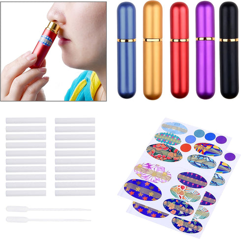 Kare & Kind 5 25 1 78 2 Inhaler Tubes- Aluminum and Glass - for DIY Essential Oil Aromatherapy Use - Refillable