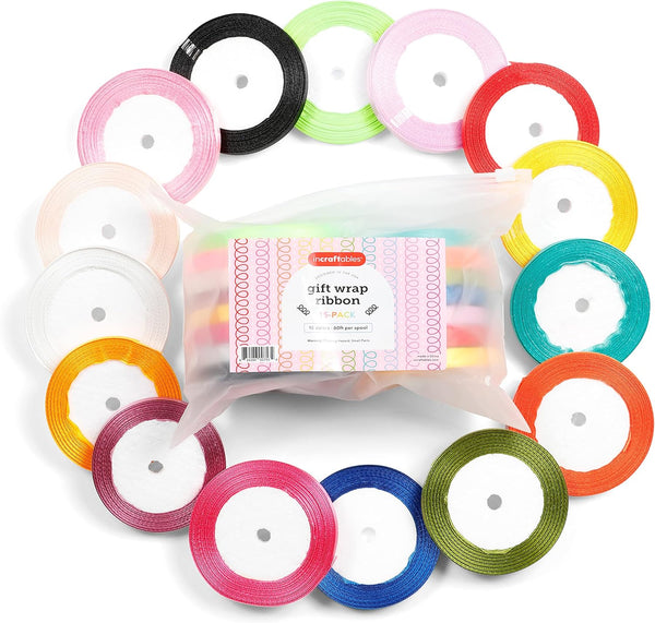 Incraftables Curling Ribbon, 15 Colors, 1/2 Inch Thin String, 60ft Each Color for Gift Wrapping, Crafts