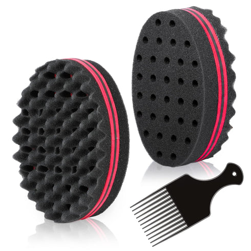 Magic Twist Hair Sponge, Barber Hair Brush Sponge, Styling Tool for Dreadlocks, Coils, Afro Curl (2 PACK)
