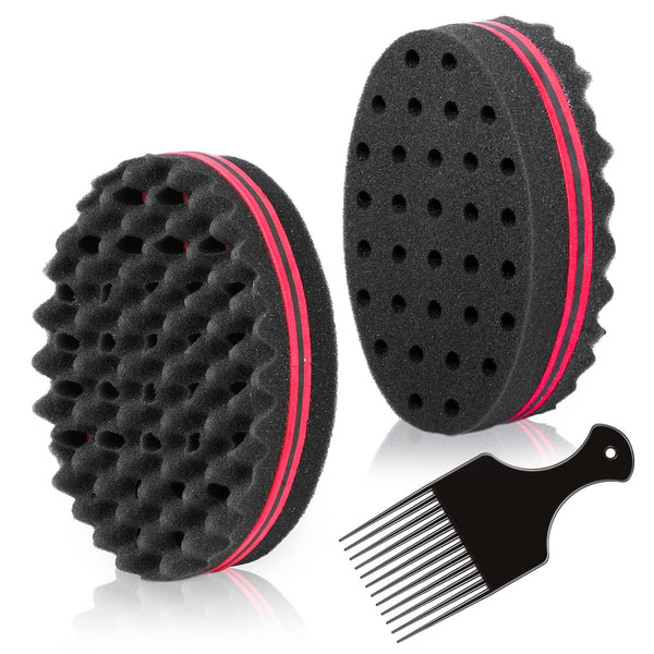 Magic Twist Hair Sponge, Barber Hair Brush Sponge, Styling Tool for Dreadlocks, Coils, Afro Curl (2 PACK)