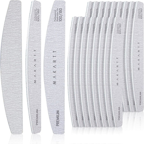 Makartt Nail File Set, 20 Pcs 100/180 Grit Washable Emery Boards for Natural Nails, Professional Manicure Tools