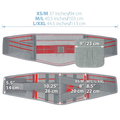 ORTONYX Lumbar Support Belt, Ergonomic Design, Breathable Material, M/L, Gray/Red