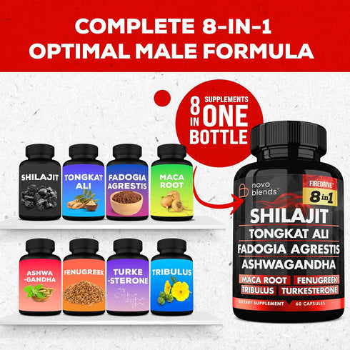 Novo Blends 3000mg 15,000mg 1000mg 2000mg 4000mg 1500mg 500mg 500mg, 8-in-1 Shilajit Tongkat Ali Fadogia Agrestis Maca
