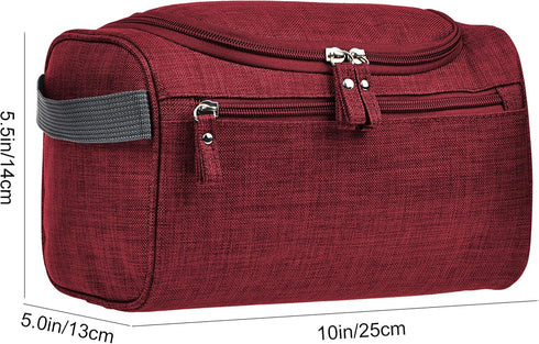 Vercord Mens Toiletry Bag, Small Shaving Dop Kit for Travel, Frosted Burgundy Hygiene Bag
