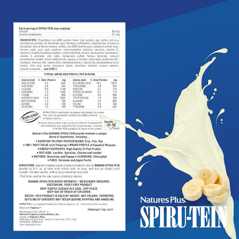SPIRU-TEIN Shake - NaturesPlus Banana Flavor, 2.4 lbs, Plant Based Meal Replacement, 32 Servings