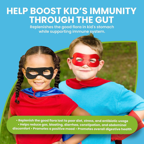 Probiotics for Kids + Prebiotics - 6 Billion+ CFUs for Digestive Health, Immunity & Digestion - 30 Chewables Made in
