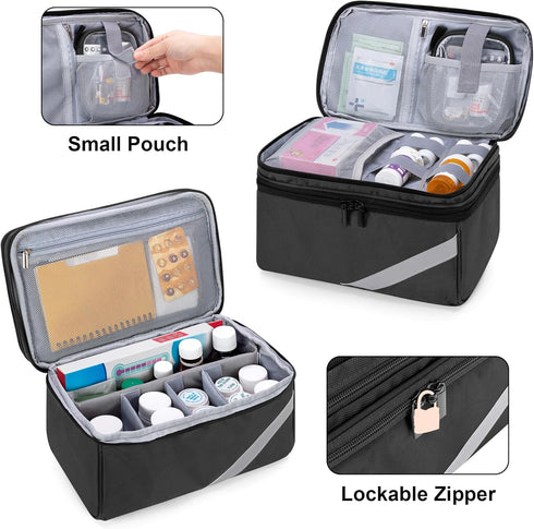 Trunab Medicine Storage and Organizer Bag Empty, Pill Bottle Organizer with Portable Small Pouch, Home First Aid Box