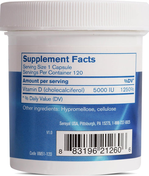Pharmax Vitamin D 5000 IU | Supports Healthy Bones and Teeth, and Absorption of Minerals, 120 Capsules
