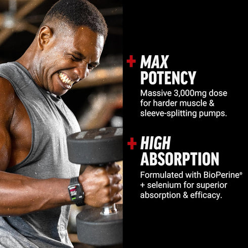 FORCE FACTOR L-Arginine Nitric Oxide Supplement, 3000mg, 150 Capsules, BioPerine for Muscle, Blood Flow, Circulation