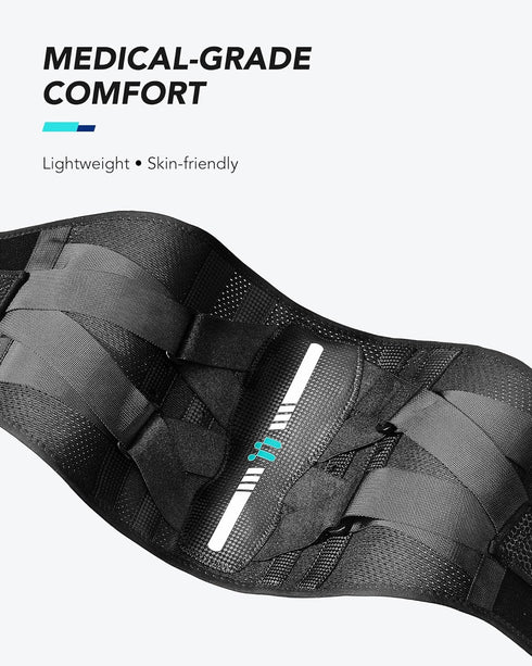 Back Brace for Women Men - Ergonomic Curved Spine Support with Carbon Fibre Splints for Lower Back Pain Relief