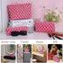 Large Capacity Pink Checkered Makeup Bag Set, 3 Pieces Canvas Travel Organizer for Women