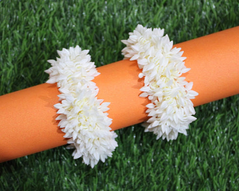 Shilppam White Gajra Hair Band for Women & Girls (Pack of 2), Traditional Floral Hair Jewelry for Weddings and Festivals