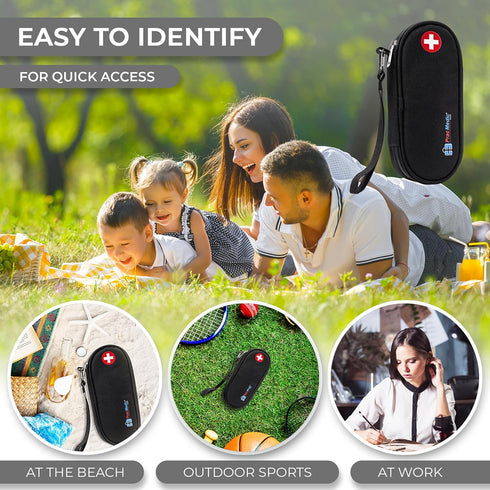 PracMedic EpiPen Carry Case - Insulated Compact Case holds 2 Epipens or Auvi-Q, Inhaler, Medicines (Black)