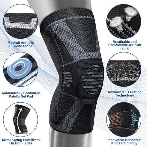 NEENCA Professional Knee Brace for Pain Relief, Medical Compression Sleeve for Meniscus Tear, ACL, Arthritis