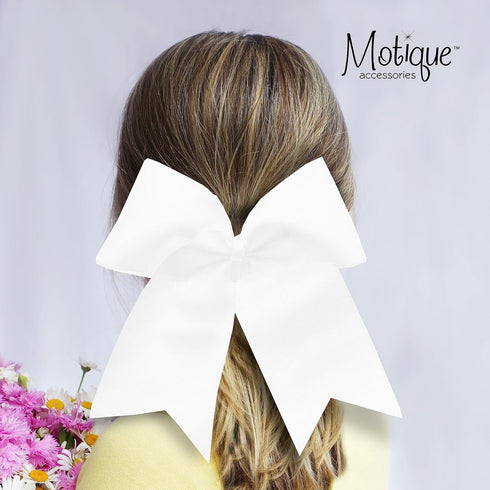 White Jumbo Bow Pony with Tails