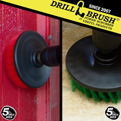 Drill Brush Cleaning Supplies Kit - Medium and Stiff Bristle Brush for Grout, Tile, Countertops, Floors