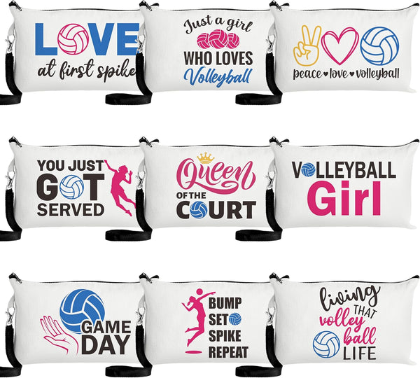 R HORSE 9Pcs Volleyball Makeup Bag, Inspirational Gifts for Women, Girl Volleyball Cosmetic Bag, Toiletry Pouch