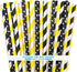 Outside the Box Papers Bee Theme Paper Straws, 7.75 Inches, 100 Pack - Black, Yellow, White Striped and Polka Dot