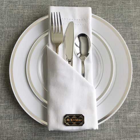 300 Piece Silver Plastic Silverware Set - Reusable & Recyclable - Silver Plastic Utensils for Weddings, Anniversaries,