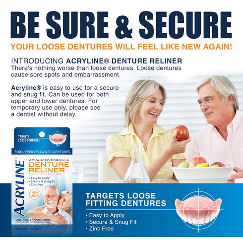 Advanced Formula Denture Reliner for Both Upper & Lower Dentures, Easy Application to Refit and Tighten