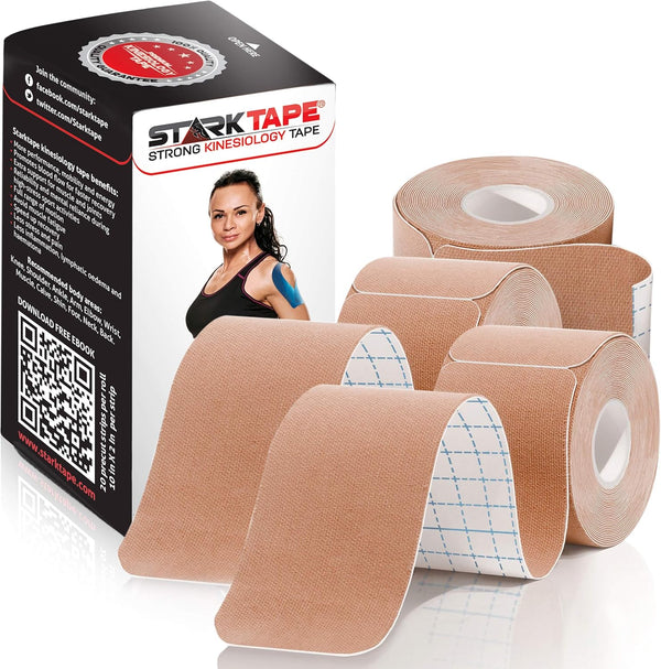 Kinesiology Tape Athletic Pro Sports, 3 Rolls, 60 Precut Strips, Latex-Free for Muscle Support