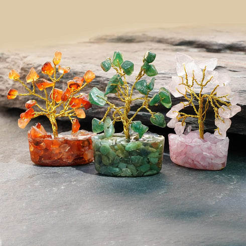 Set 12 Sets Crystal Tree of Unique Birthday Gifts for Women, Sister, Mom & Dad, Home Office Decor for Positive Energy