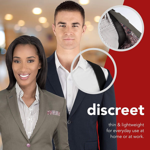 Swiss Safe Posture Corrector - Ergonomic Back Straightener Brace for Men/Women - Black, Large Size