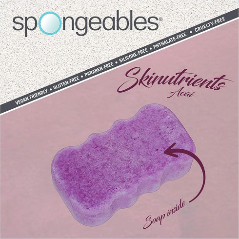 Spongeables Body Wash Sponge, Acai Berry, 20+ Wash, 1 Count